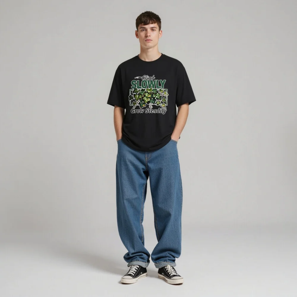 Unisex Staple T-Shirt - Climb Slowly, Grow Steadily Ivy Design - Image 4