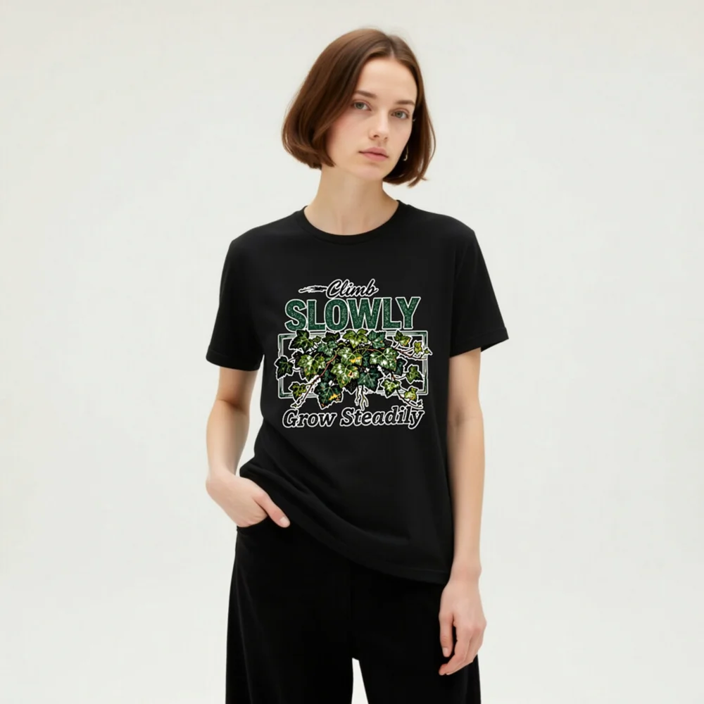 Unisex Staple T-Shirt - Climb Slowly, Grow Steadily Ivy Design - Image 7