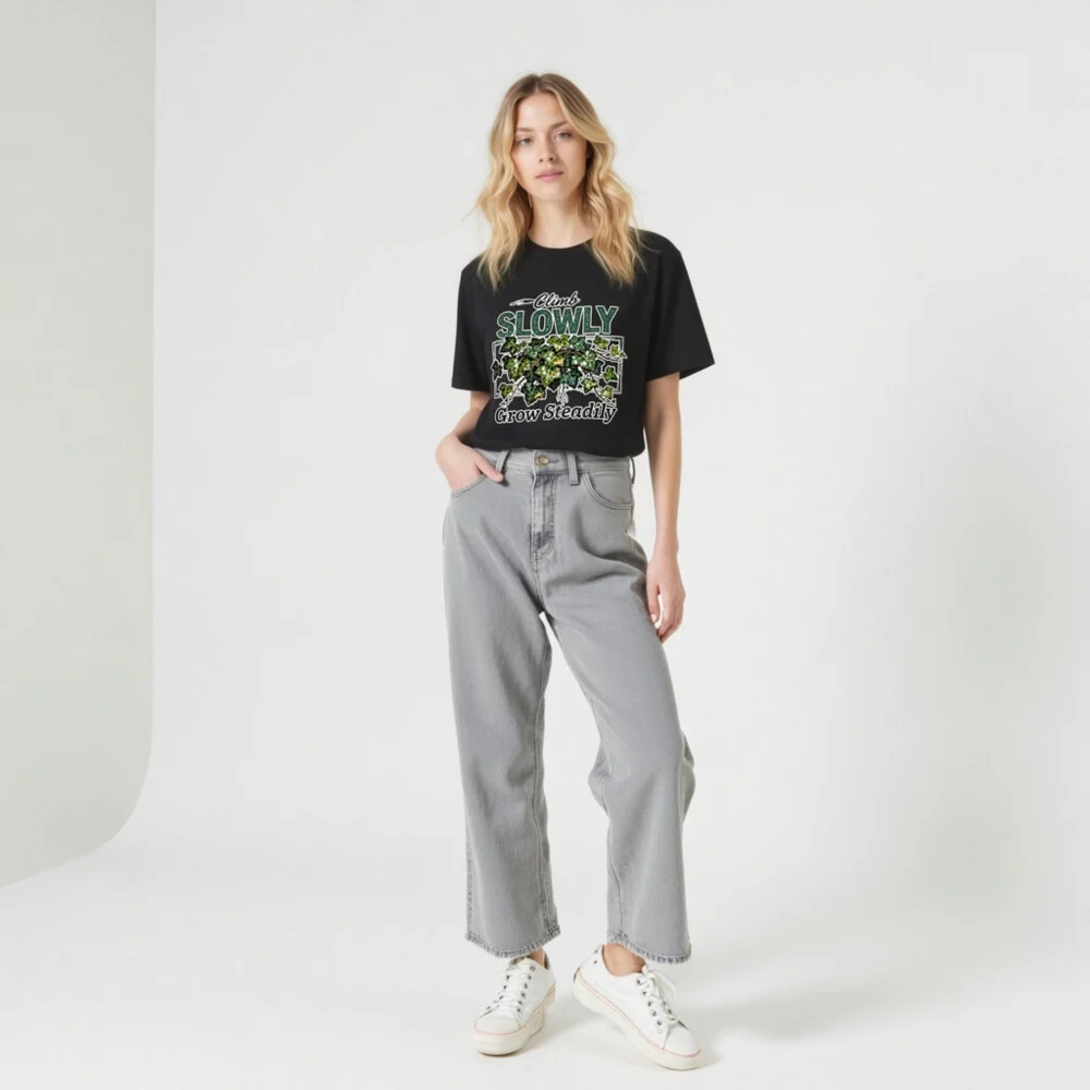 Unisex Staple T-Shirt - Climb Slowly, Grow Steadily Ivy Design - Image 11