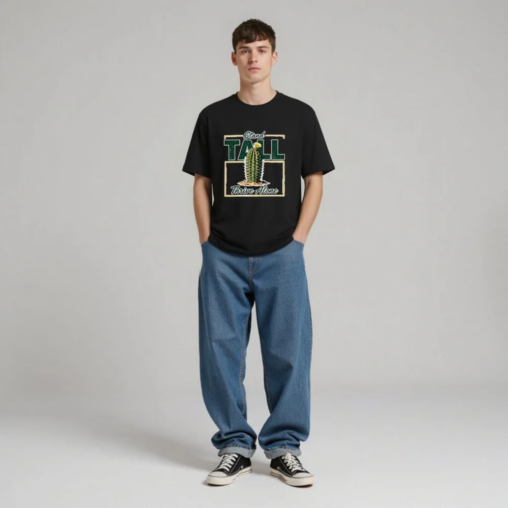 Stand Tall Thrive Alone Cactus T-Shirt - Unisex Staple Tee - Image 4
