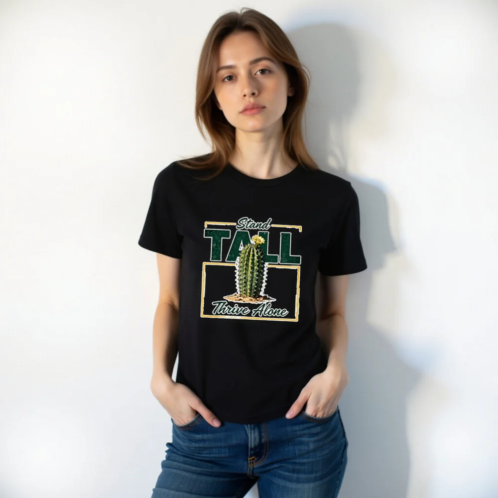 Stand Tall Thrive Alone Cactus T-Shirt - Unisex Staple Tee - Image 6