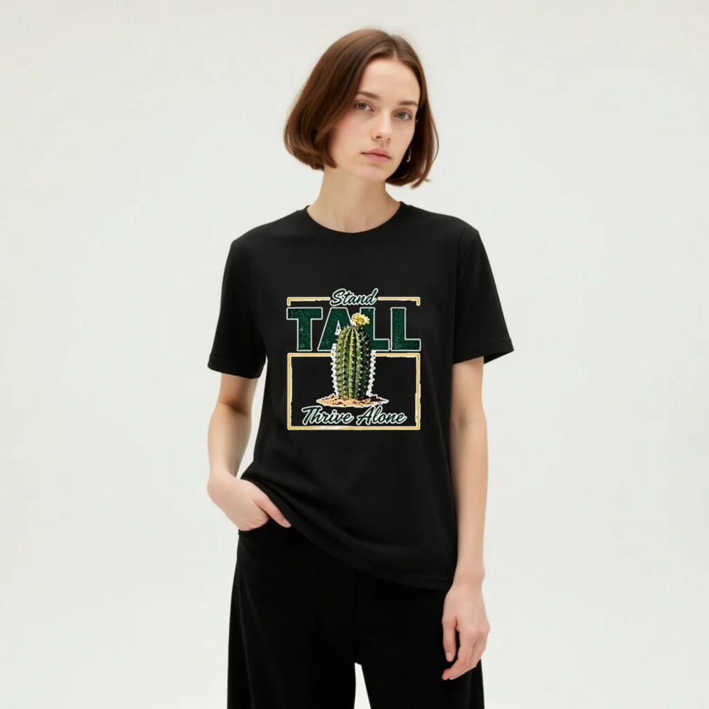 Stand Tall Thrive Alone Cactus T-Shirt - Unisex Staple Tee - Image 7