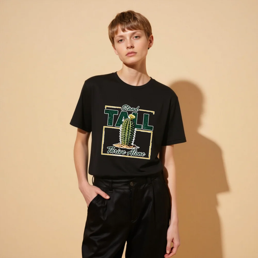 Stand Tall Thrive Alone Cactus T-Shirt - Unisex Staple Tee - Image 8