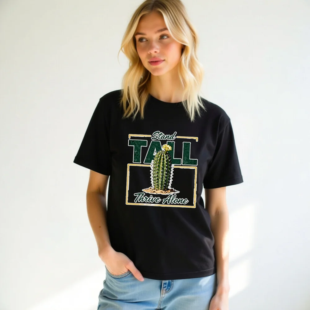 Stand Tall Thrive Alone Cactus T-Shirt - Unisex Staple Tee - Image 10