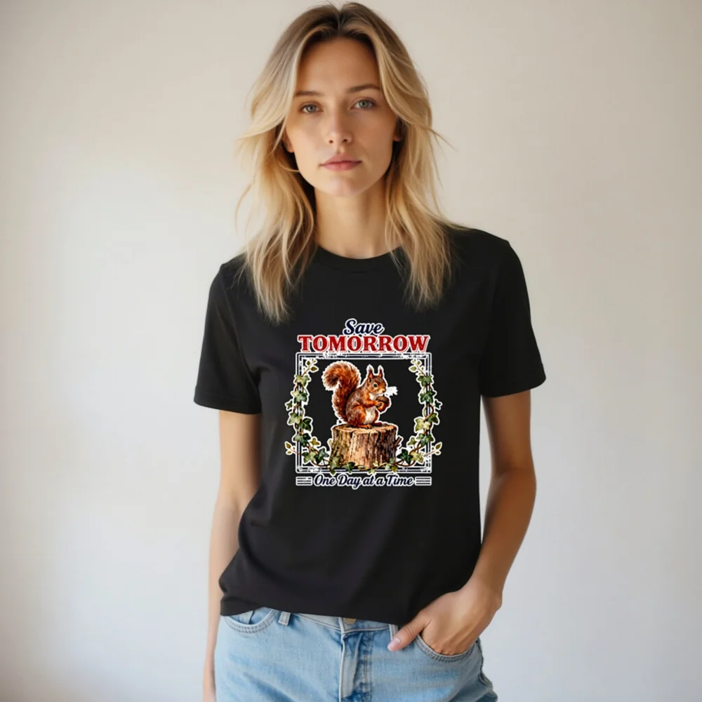 Save Tomorrow One Day at a Time Squirrel T-Shirt - Unisex Eco Tee - Image 5