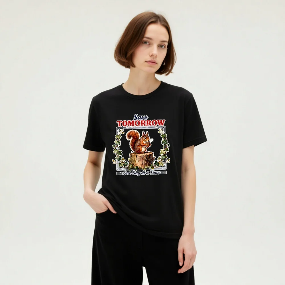 Save Tomorrow One Day at a Time Squirrel T-Shirt - Unisex Eco Tee - Image 7