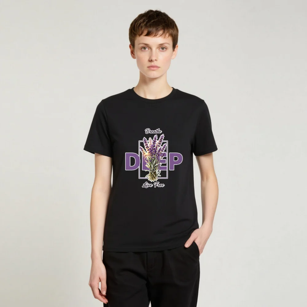 Deep Breathe Lavender Unisex Organic Cotton T-Shirt - Image 2