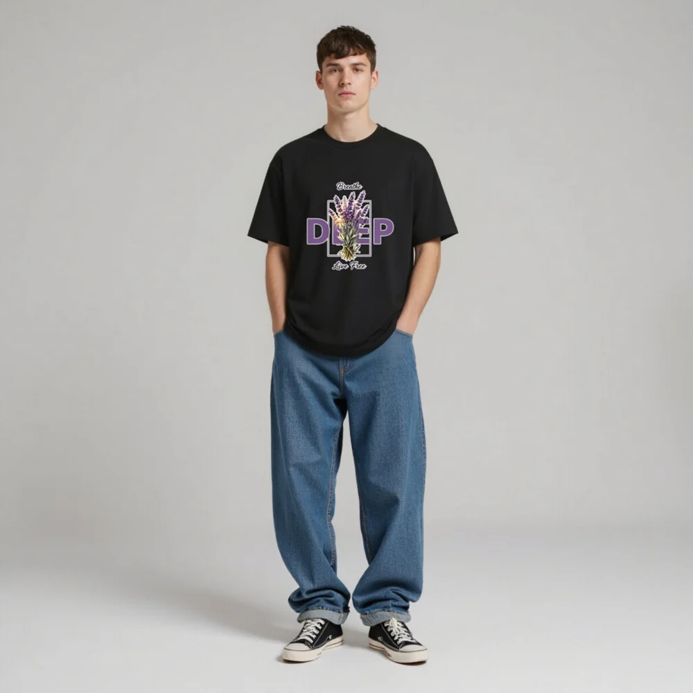 Deep Breathe Lavender Unisex Organic Cotton T-Shirt - Image 4