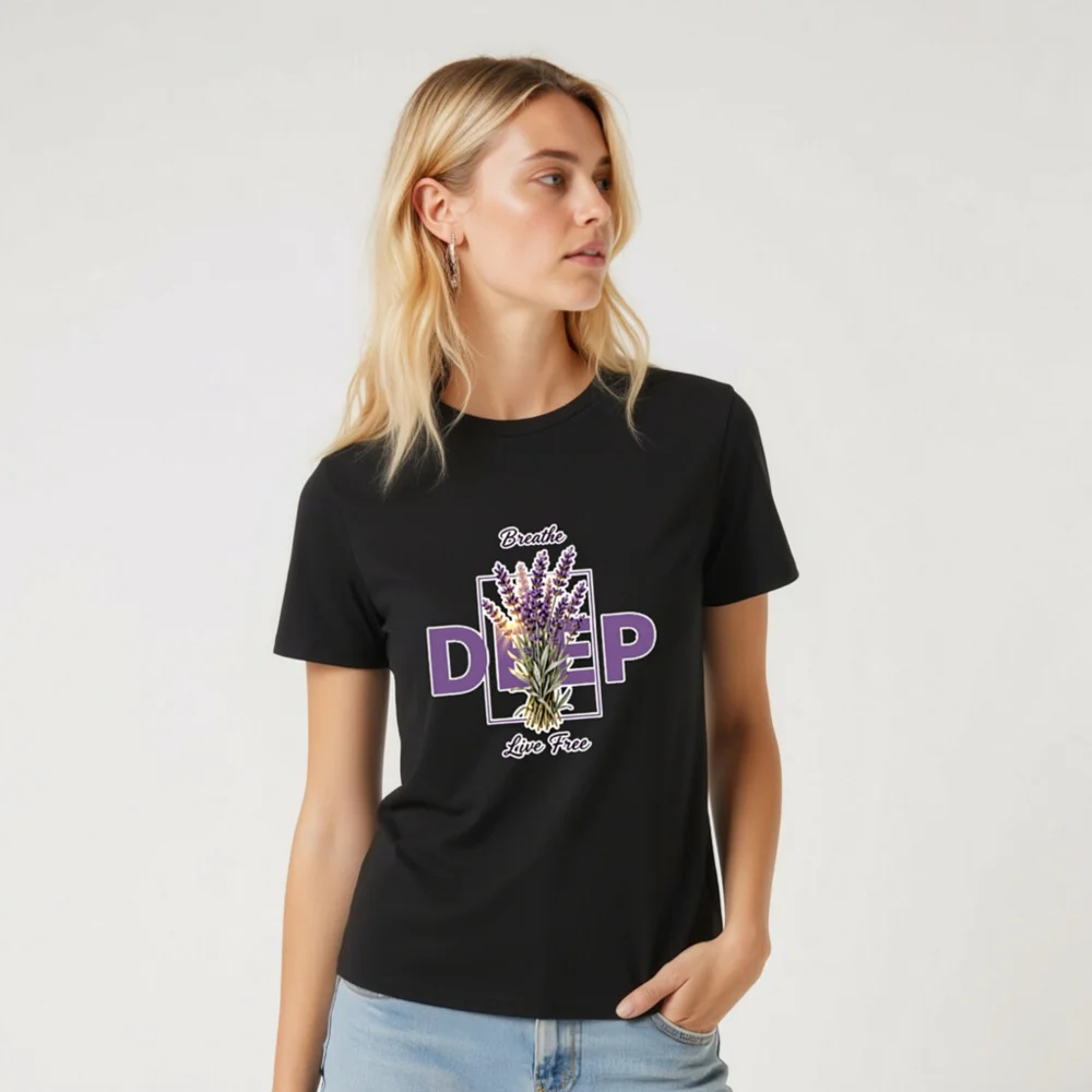 Deep Breathe Lavender Unisex Organic Cotton T-Shirt - Image 5