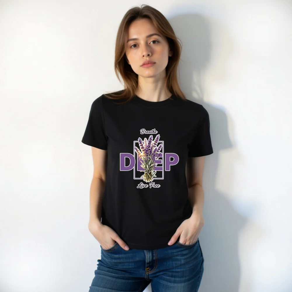 Deep Breathe Lavender Unisex Organic Cotton T-Shirt - Image 7