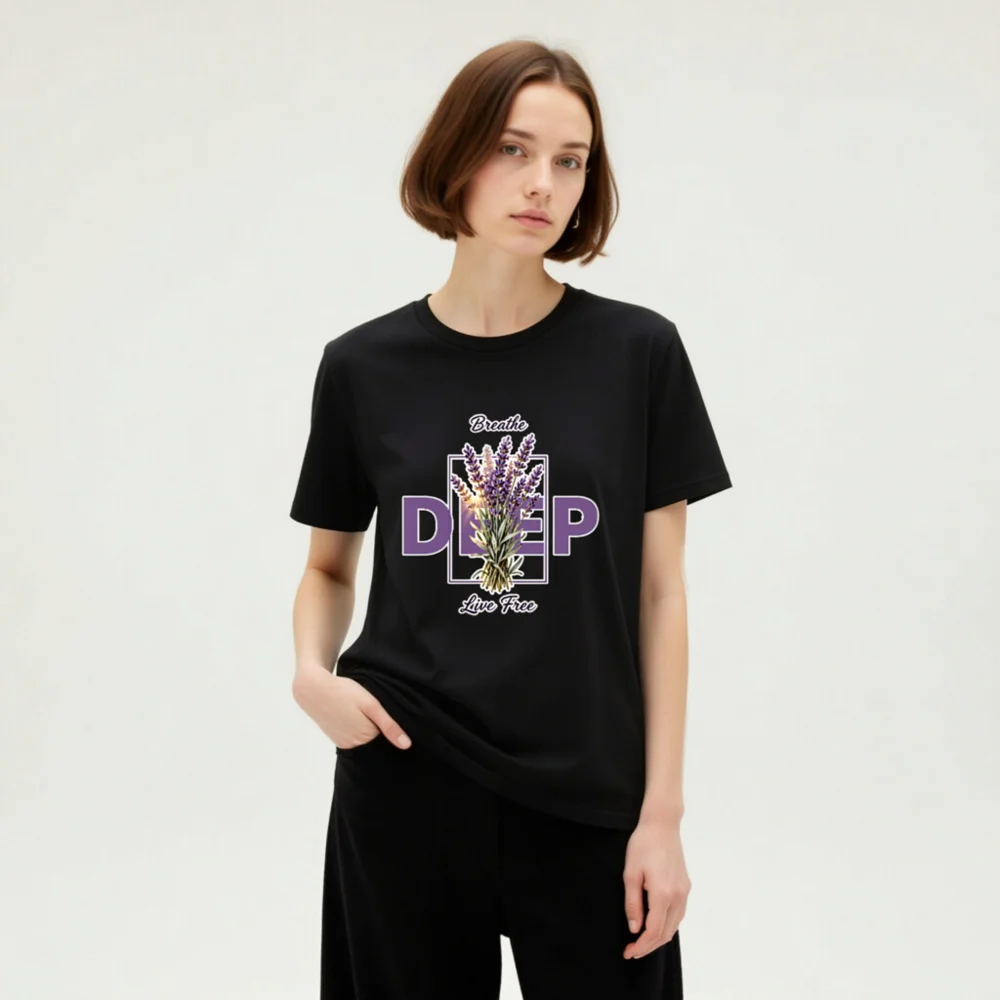 Deep Breathe Lavender Unisex Organic Cotton T-Shirt - Image 8