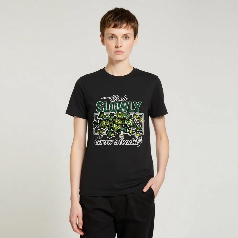 Climb Slowly Grow Steadily T-Shirt – Unisex Organic Cotton - Image 2