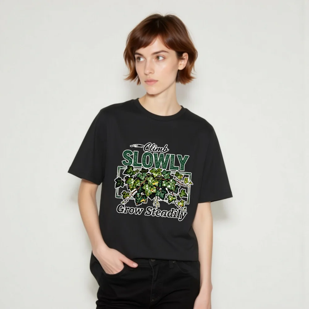 Climb Slowly Grow Steadily T-Shirt – Unisex Organic Cotton - Image 6