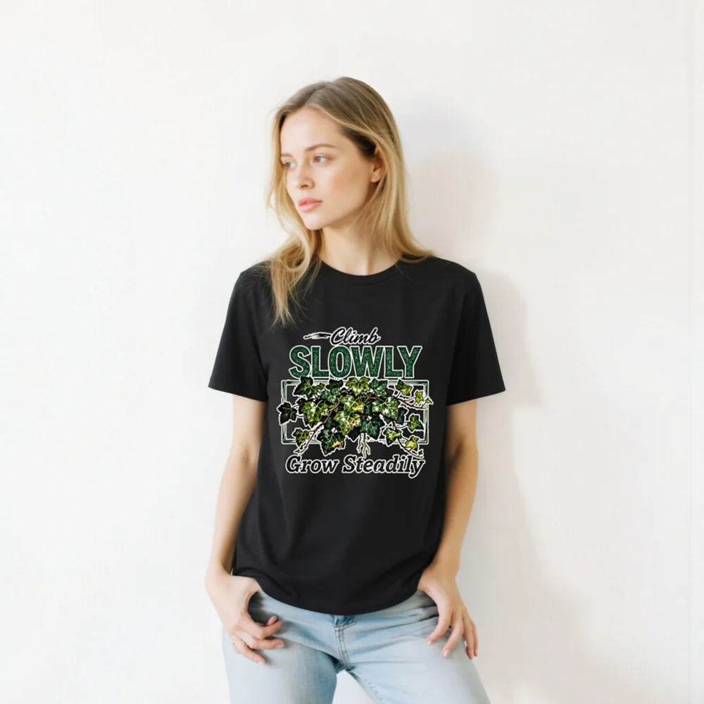 Climb Slowly Grow Steadily T-Shirt – Unisex Organic Cotton - Image 10