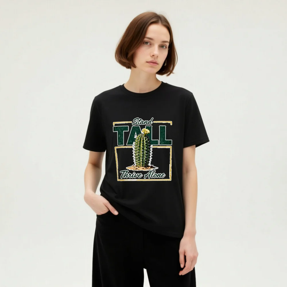 Stand Tall Thrive Alone Cactus T-Shirt – Unisex Organic Cotton - Image 7
