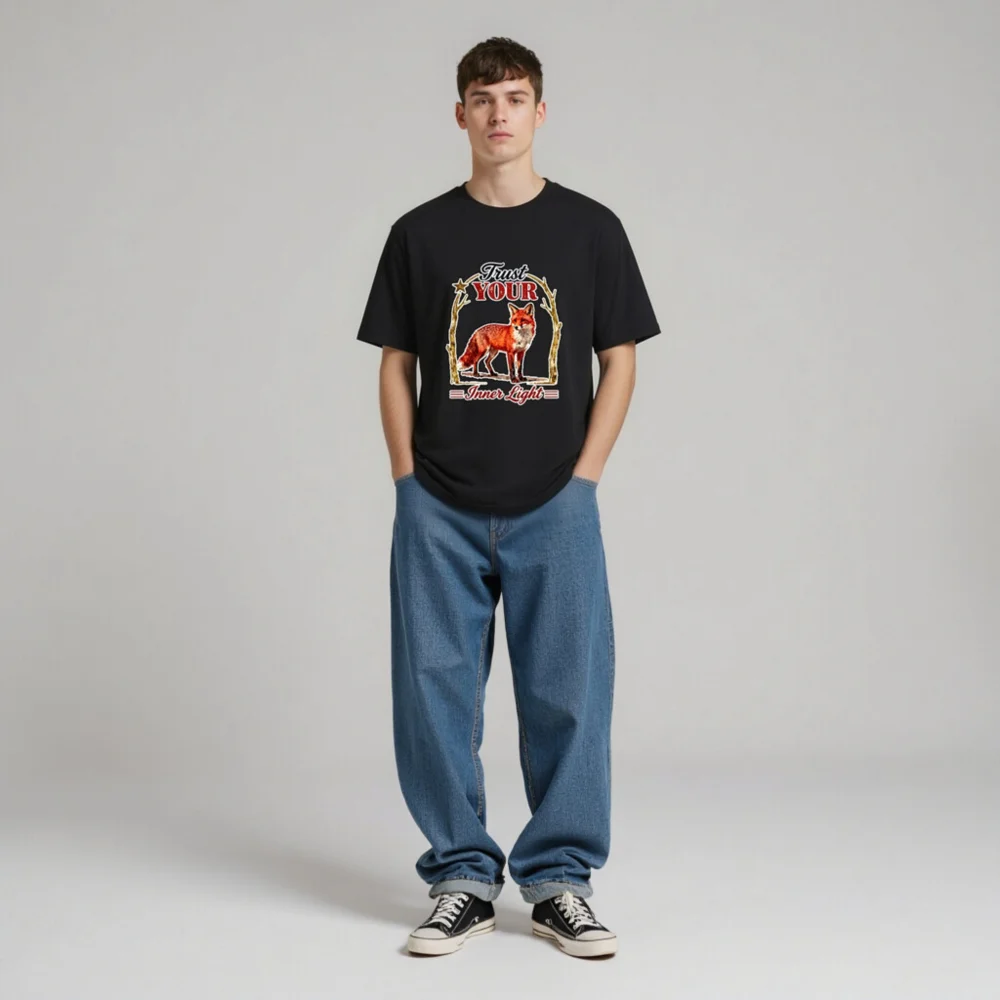 Trust Your Inner Light Fox T-Shirt – Unisex Organic Cotton - Image 4
