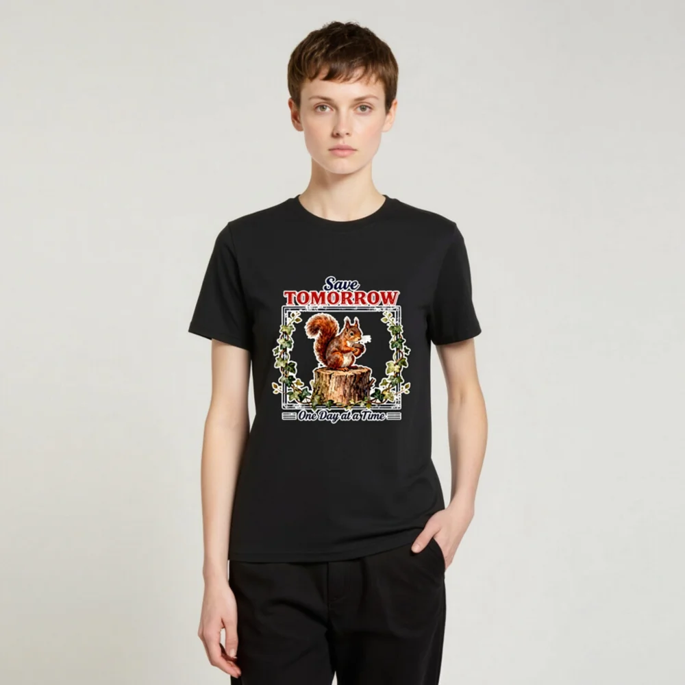 Save Tomorrow Squirrel T-Shirt – Unisex Organic Cotton Eco Tee - Image 2