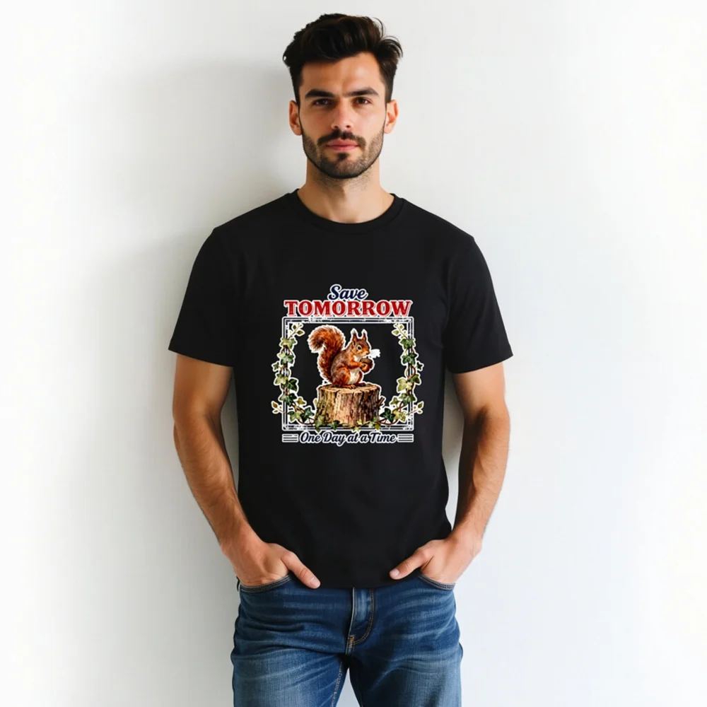 Save Tomorrow Squirrel T-Shirt – Unisex Organic Cotton Eco Tee - Image 3