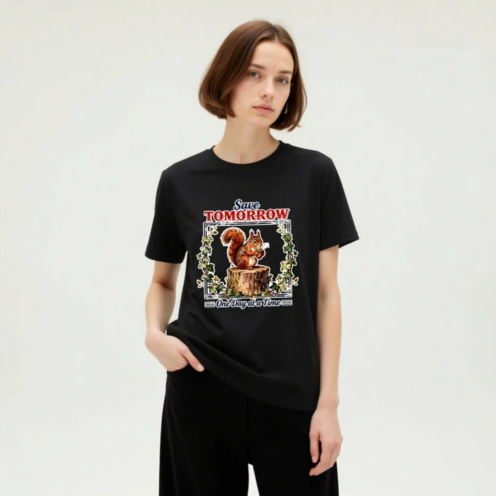 Save Tomorrow Squirrel T-Shirt – Unisex Organic Cotton Eco Tee - Image 8