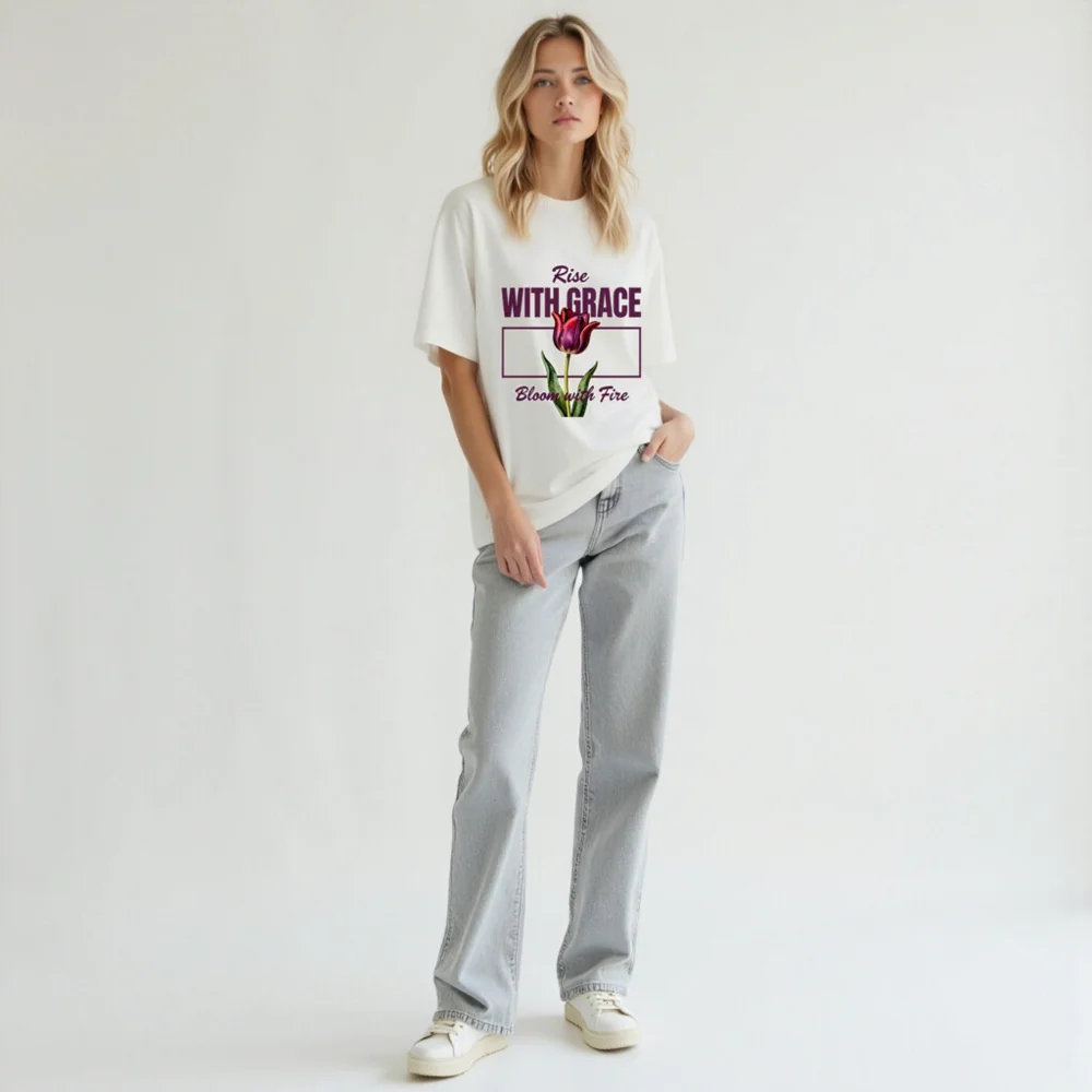 Rise With Grace T-Shirt – Unisex Organic Cotton Tee with Tulip Design - Image 11
