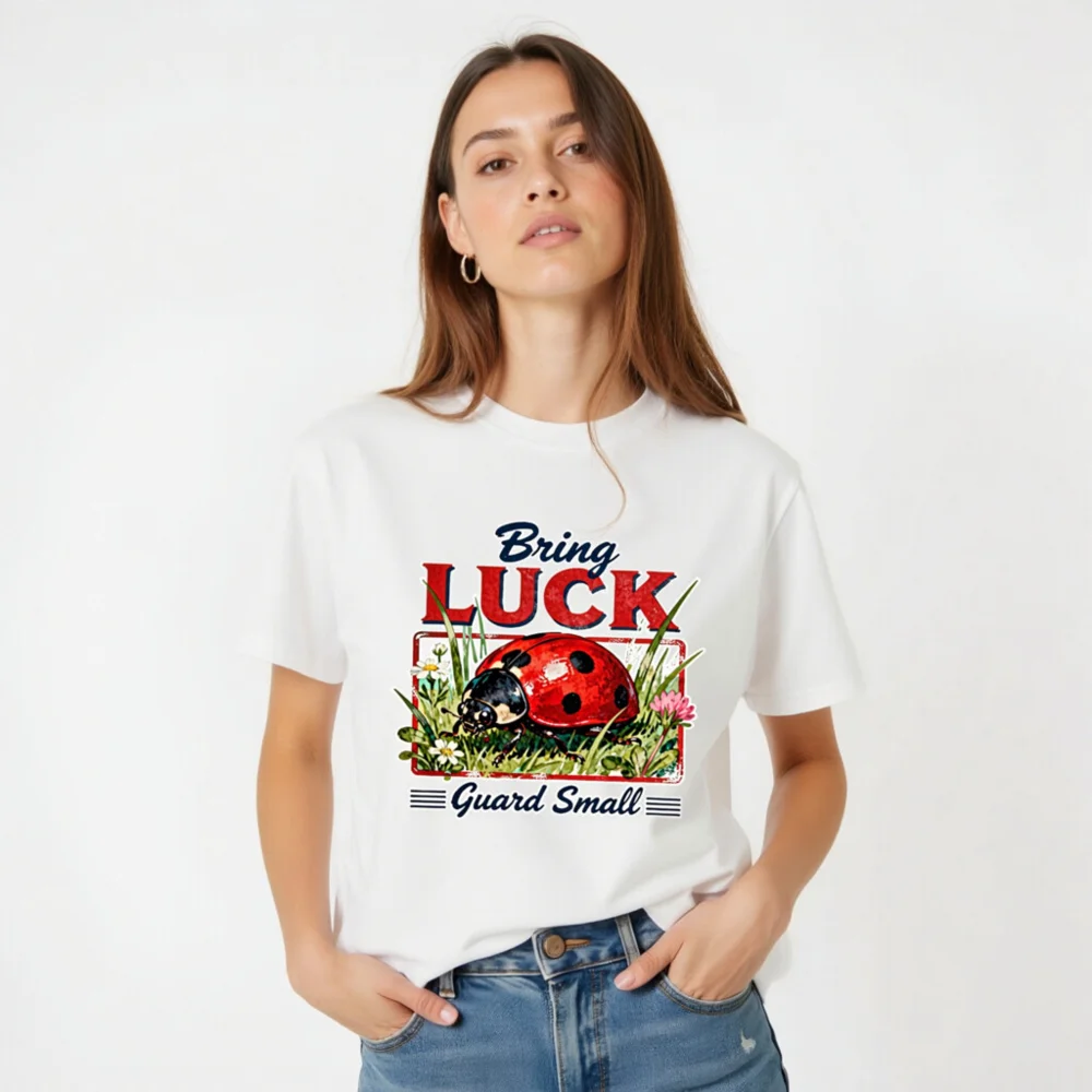 Bring Luck Guard Small Ladybug T-Shirt - Unisex Organic Cotton - Image 2