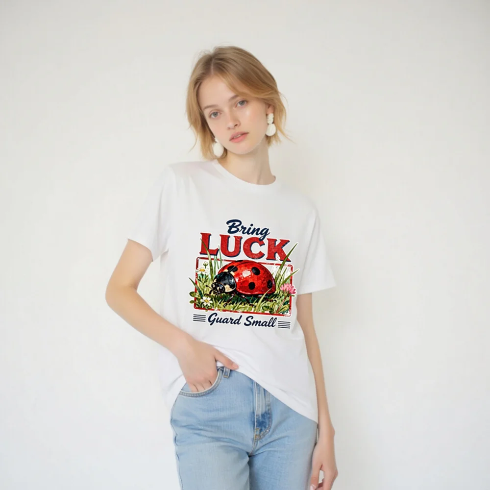 Bring Luck Guard Small Ladybug T-Shirt - Unisex Organic Cotton - Image 3