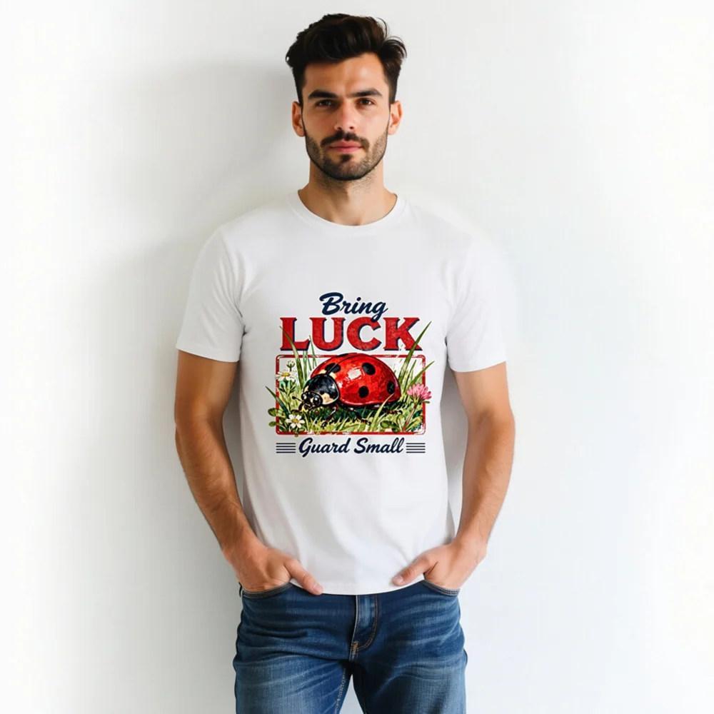Bring Luck Guard Small Ladybug T-Shirt - Unisex Organic Cotton - Image 4