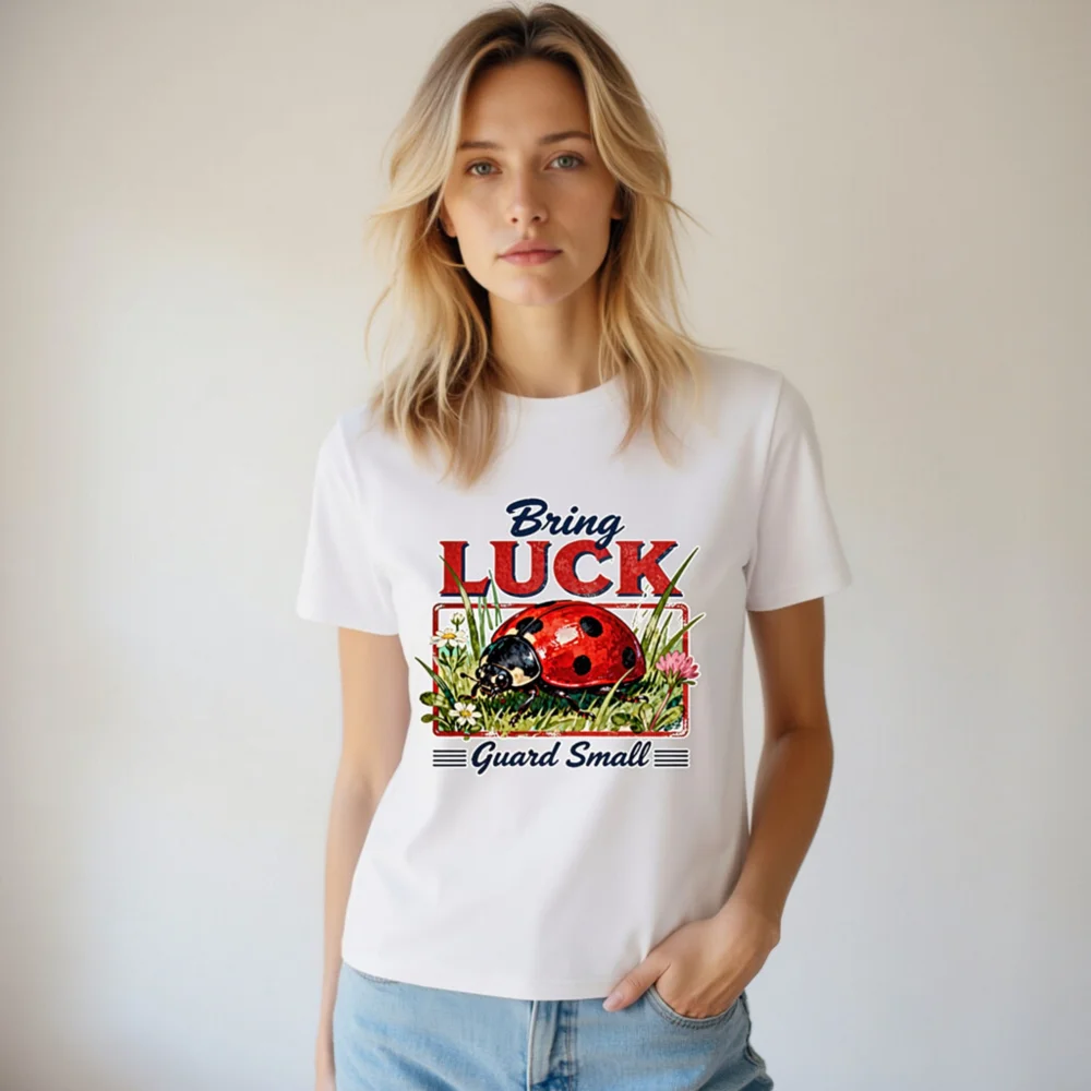 Bring Luck Guard Small Ladybug T-Shirt - Unisex Organic Cotton - Image 5