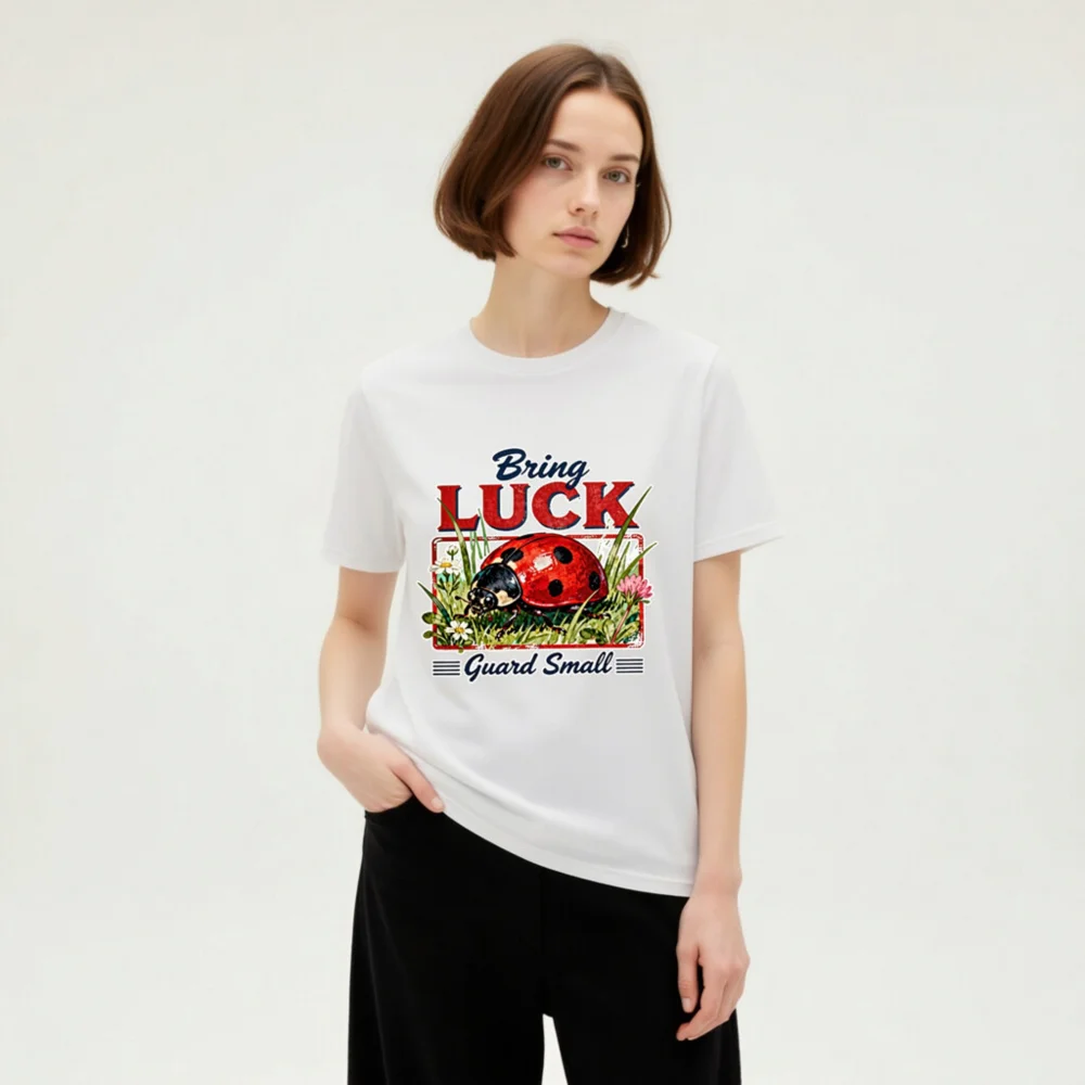 Bring Luck Guard Small Ladybug T-Shirt - Unisex Organic Cotton - Image 8