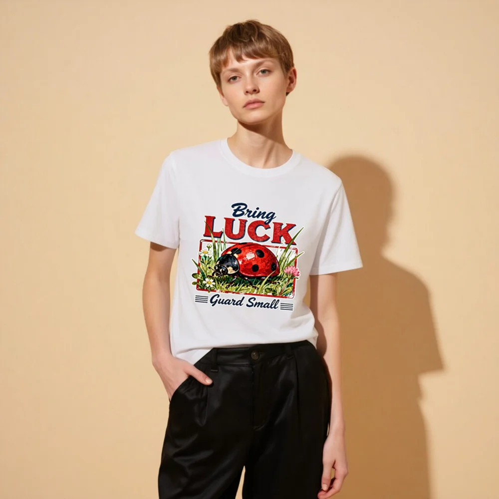 Bring Luck Guard Small Ladybug T-Shirt - Unisex Organic Cotton - Image 9
