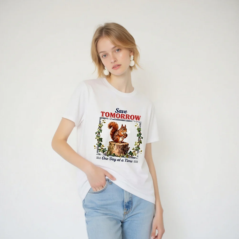 Save Tomorrow Squirrel T-Shirt – Unisex Organic Cotton Tee - Image 3