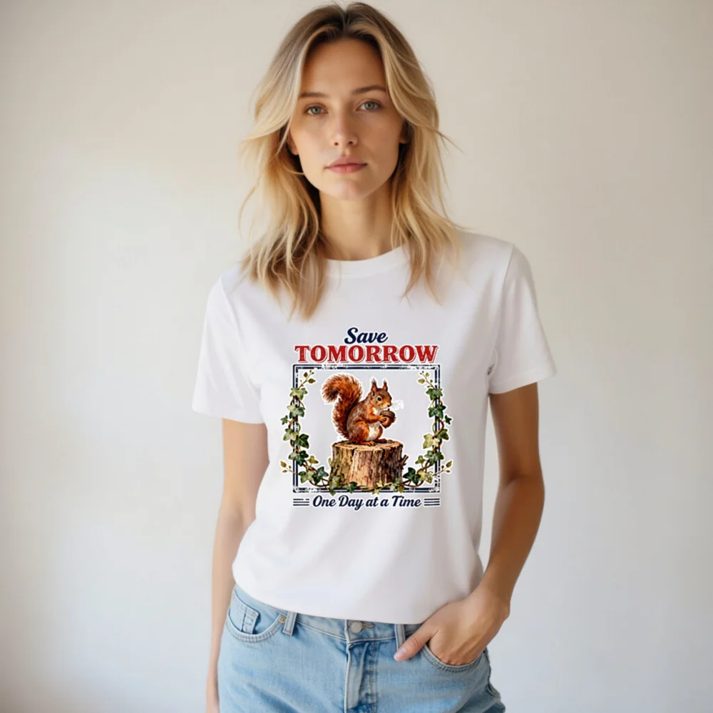Save Tomorrow Squirrel T-Shirt – Unisex Organic Cotton Tee - Image 5