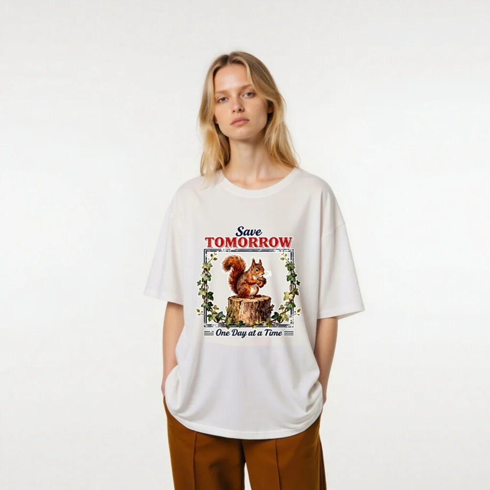 Save Tomorrow Squirrel T-Shirt – Unisex Organic Cotton Tee - Image 6
