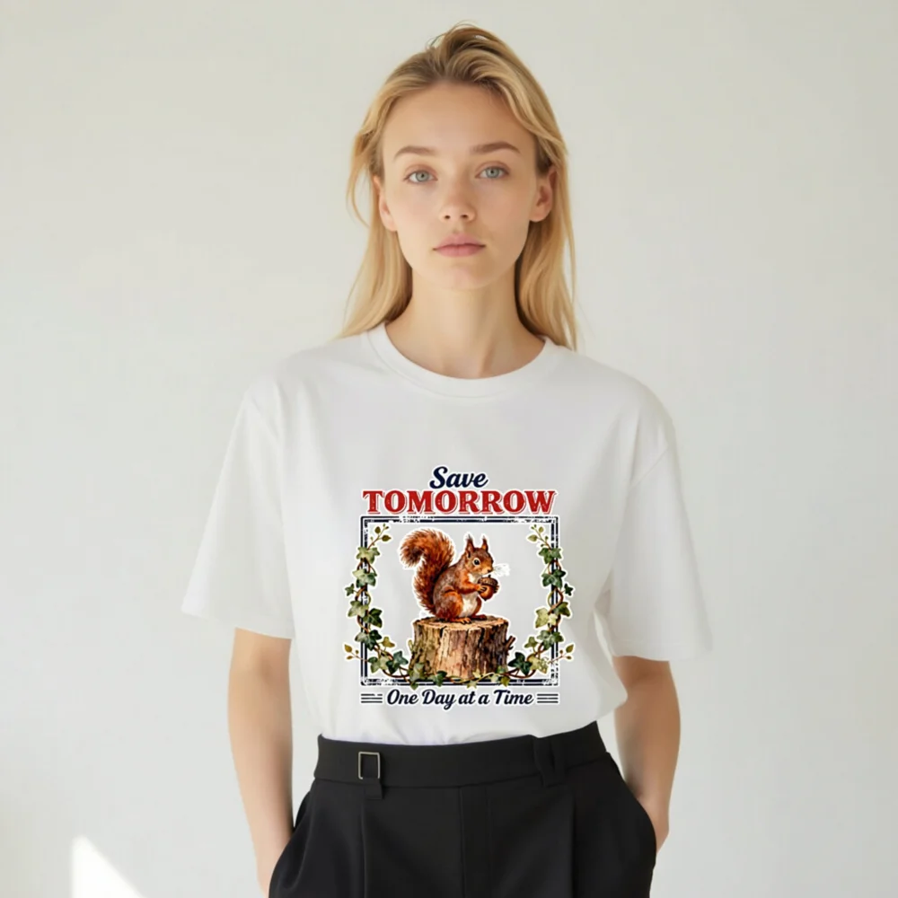 Save Tomorrow Squirrel T-Shirt – Unisex Organic Cotton Tee - Image 7