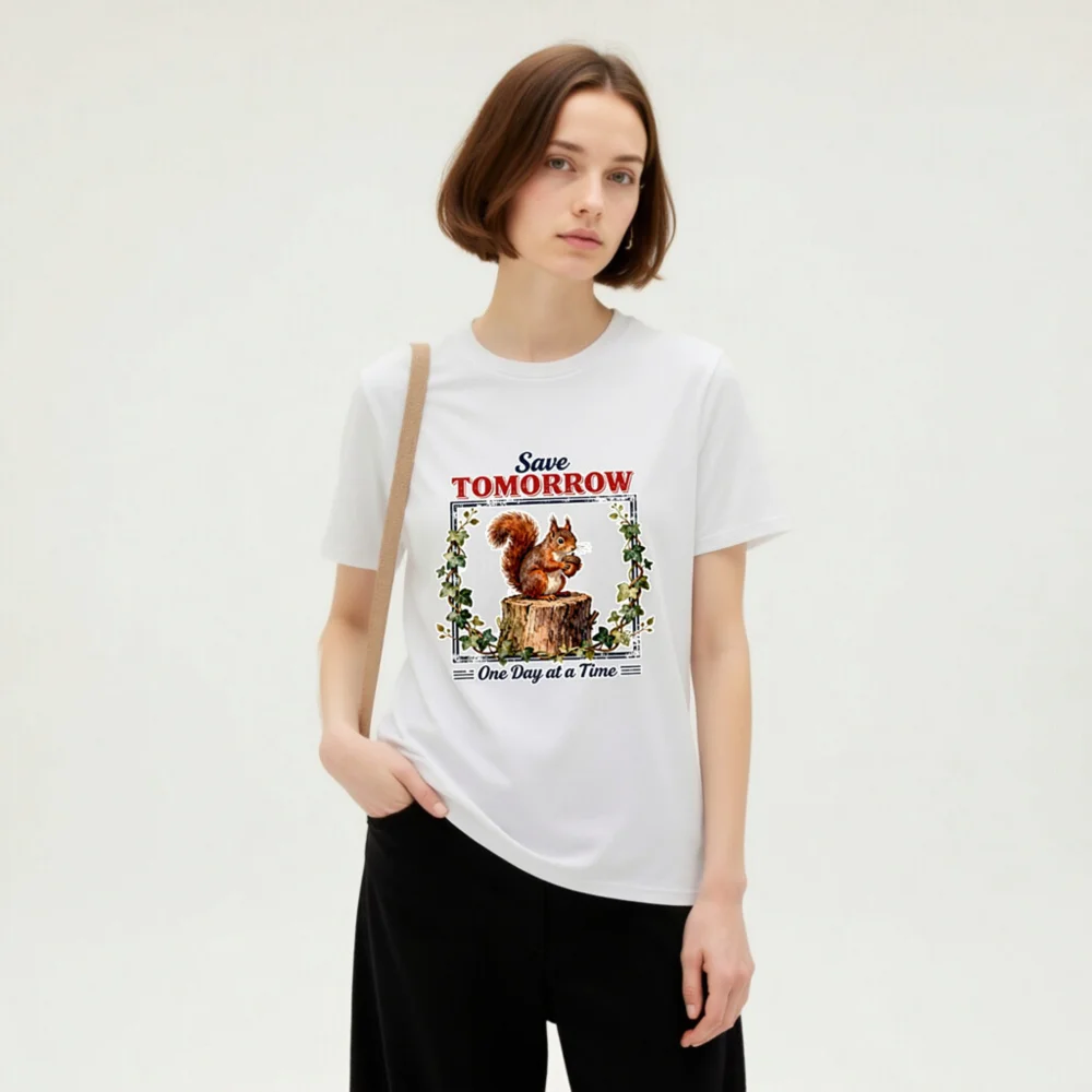 Save Tomorrow Squirrel T-Shirt – Unisex Organic Cotton Tee - Image 8