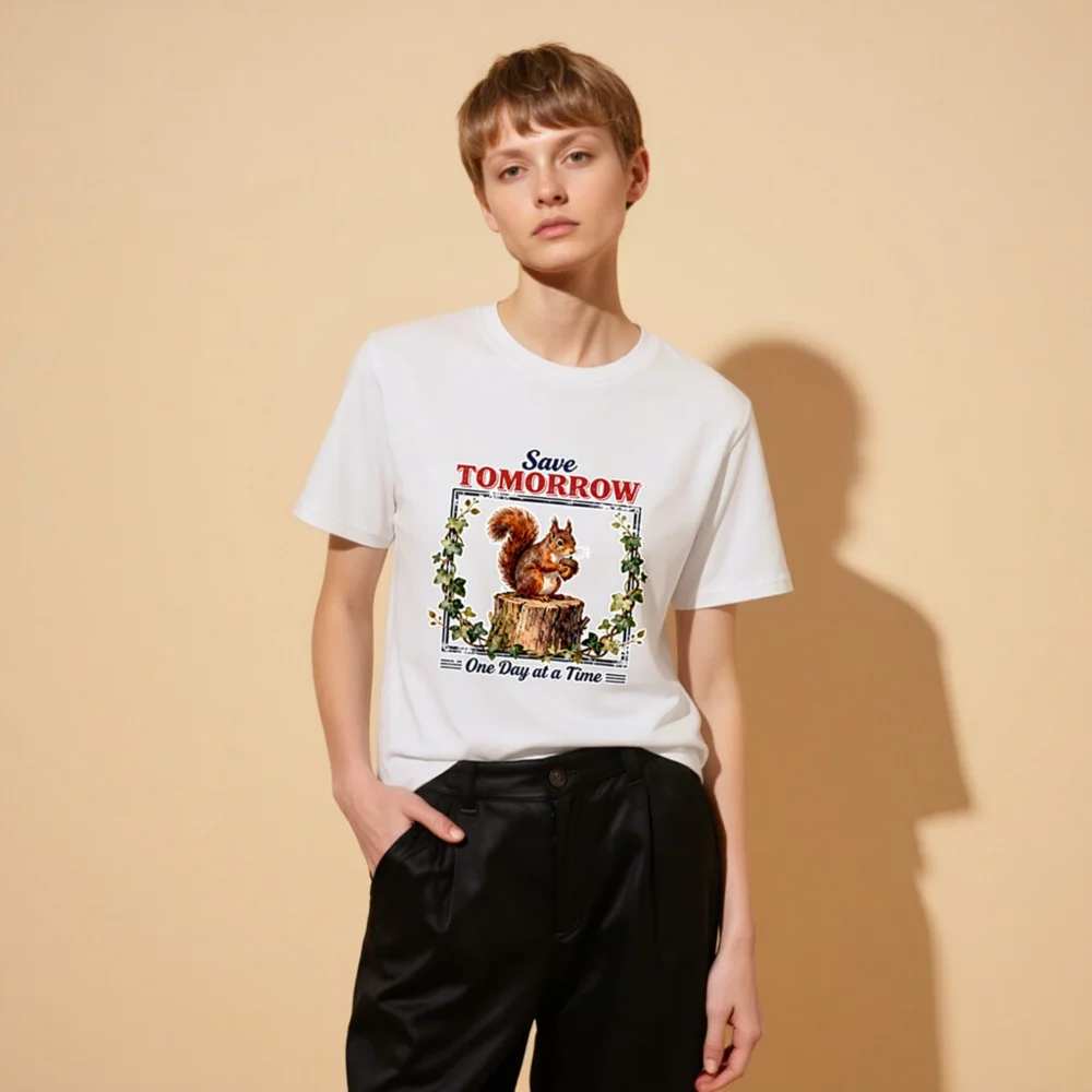 Save Tomorrow Squirrel T-Shirt – Unisex Organic Cotton Tee - Image 9