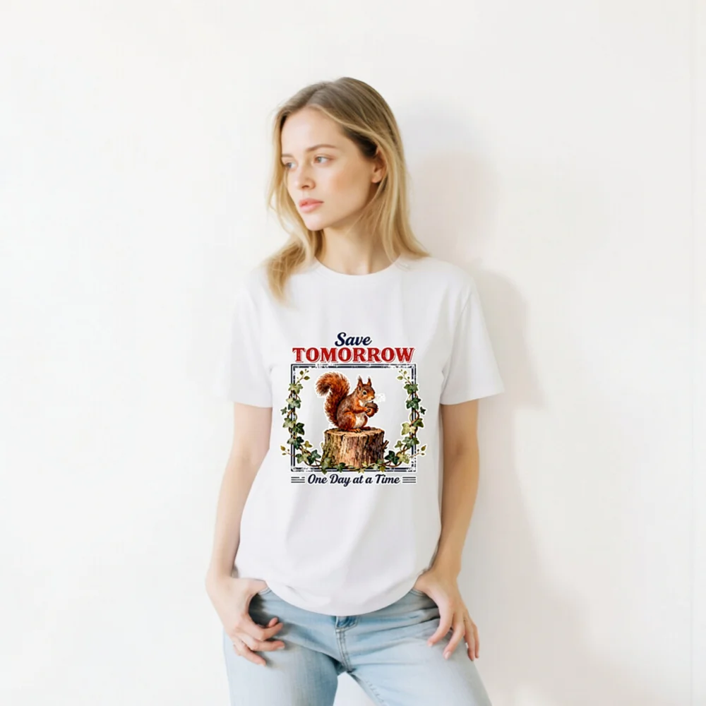 Save Tomorrow Squirrel T-Shirt – Unisex Organic Cotton Tee - Image 10