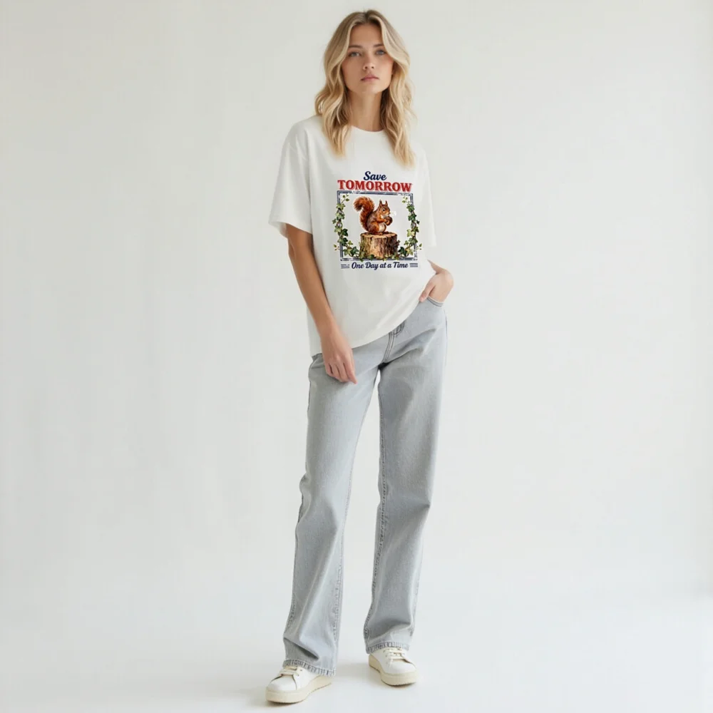 Save Tomorrow Squirrel T-Shirt – Unisex Organic Cotton Tee - Image 11