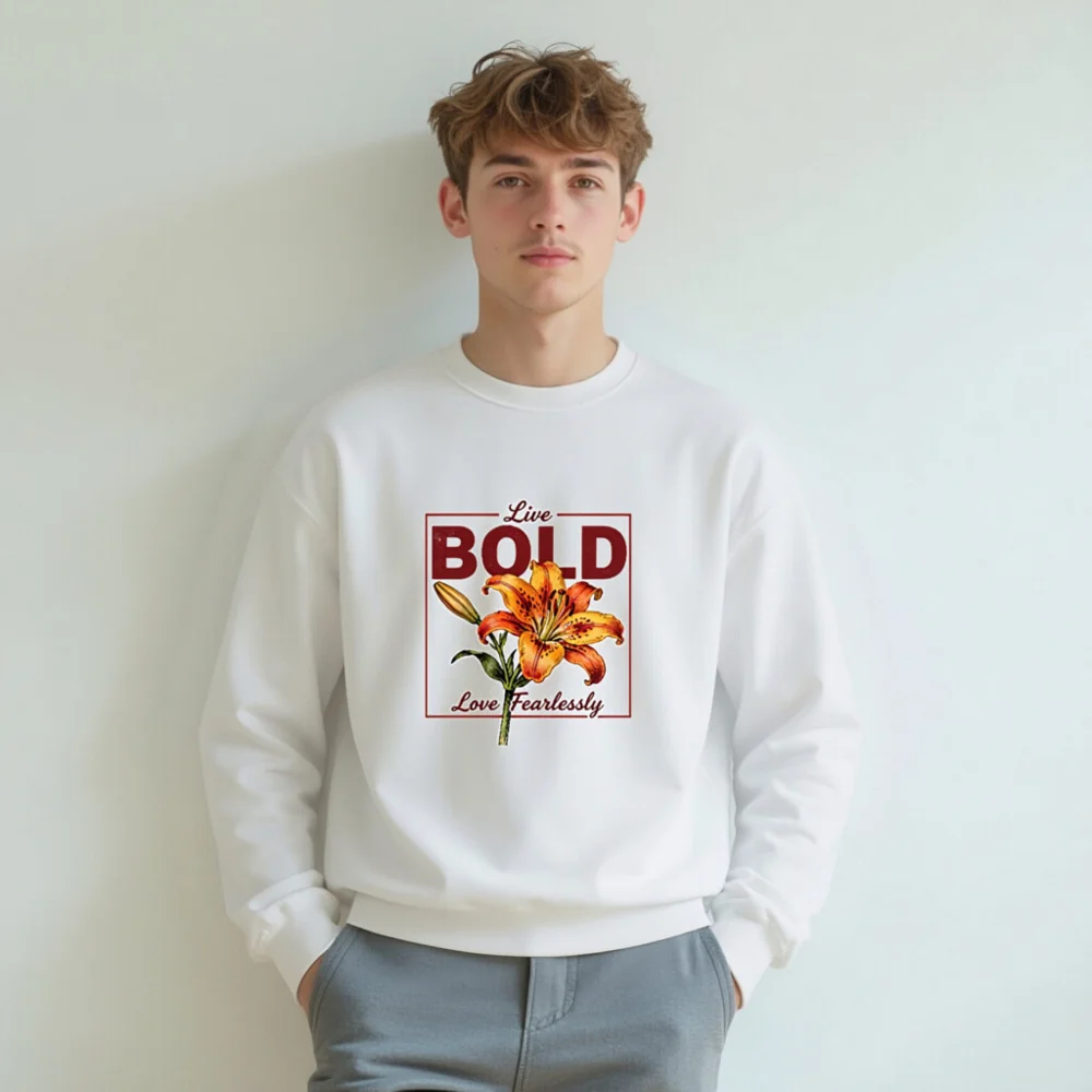 Bold Lily Unisex Crew Neck Sweatshirt - Soft Cotton Pullover - Image 6