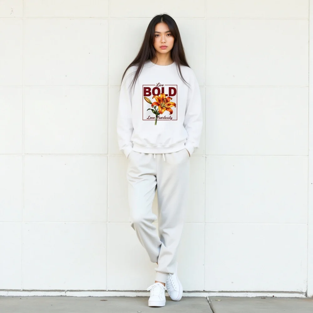 Bold Lily Unisex Crew Neck Sweatshirt - Soft Cotton Pullover - Image 7