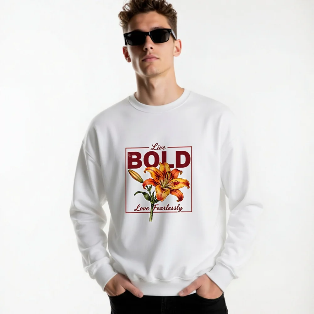 Bold Lily Unisex Crew Neck Sweatshirt - Soft Cotton Pullover - Image 8