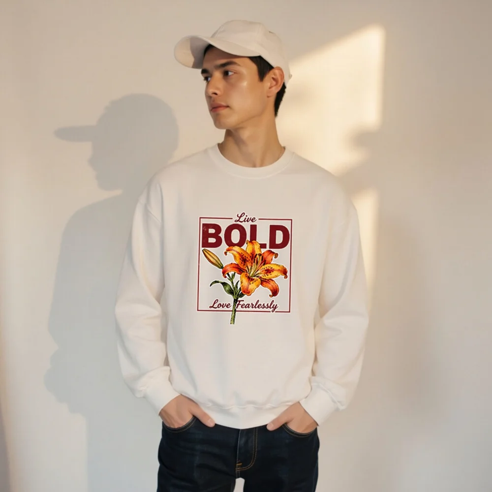 Bold Lily Unisex Crew Neck Sweatshirt - Soft Cotton Pullover - Image 9