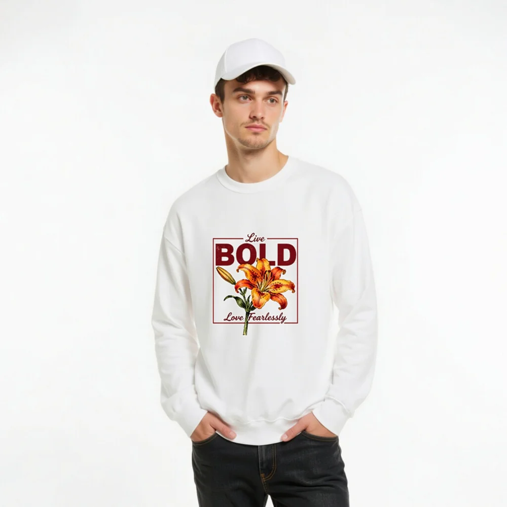 Bold Lily Unisex Crew Neck Sweatshirt - Soft Cotton Pullover - Image 10