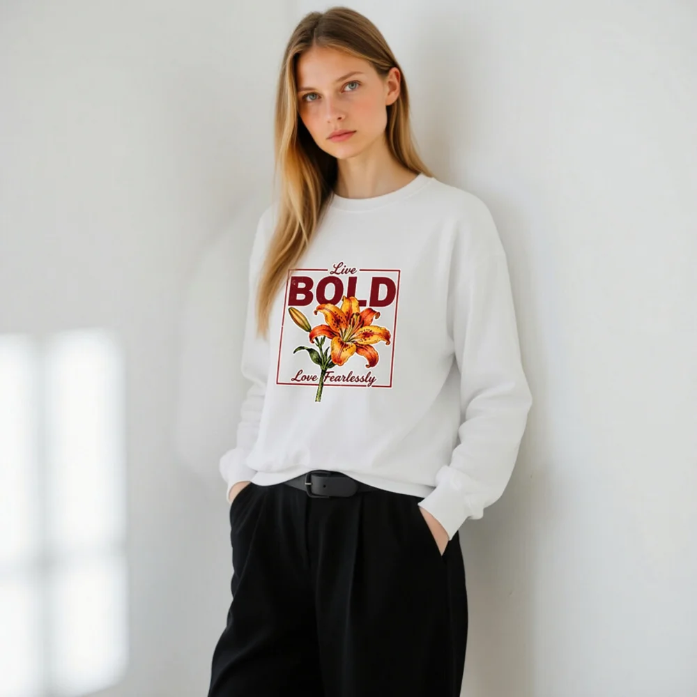Bold Lily Unisex Crew Neck Sweatshirt - Soft Cotton Pullover - Image 11