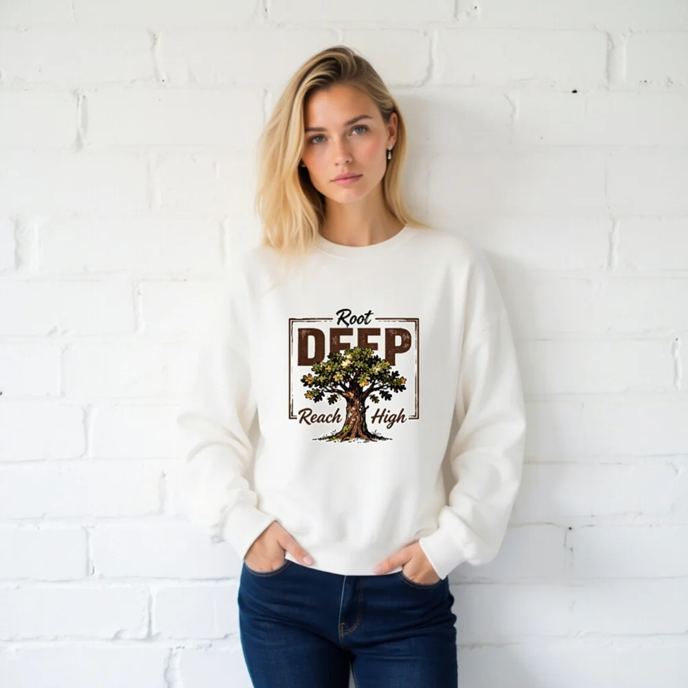 Root Deep Reach High Unisex Crewneck Sweatshirt - Image 2