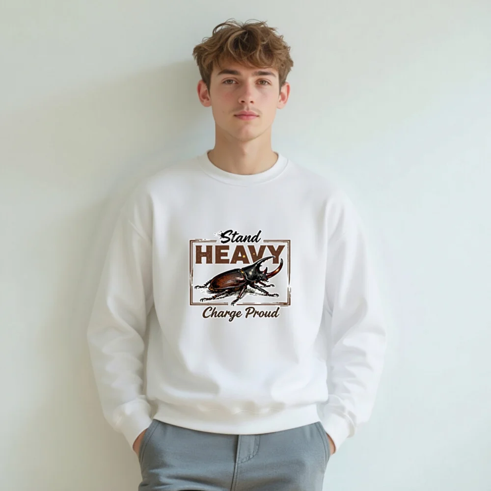 Stand Heavy Charge Proud Unisex Sweatshirt - Rhino Beetle Graphic - Image 6