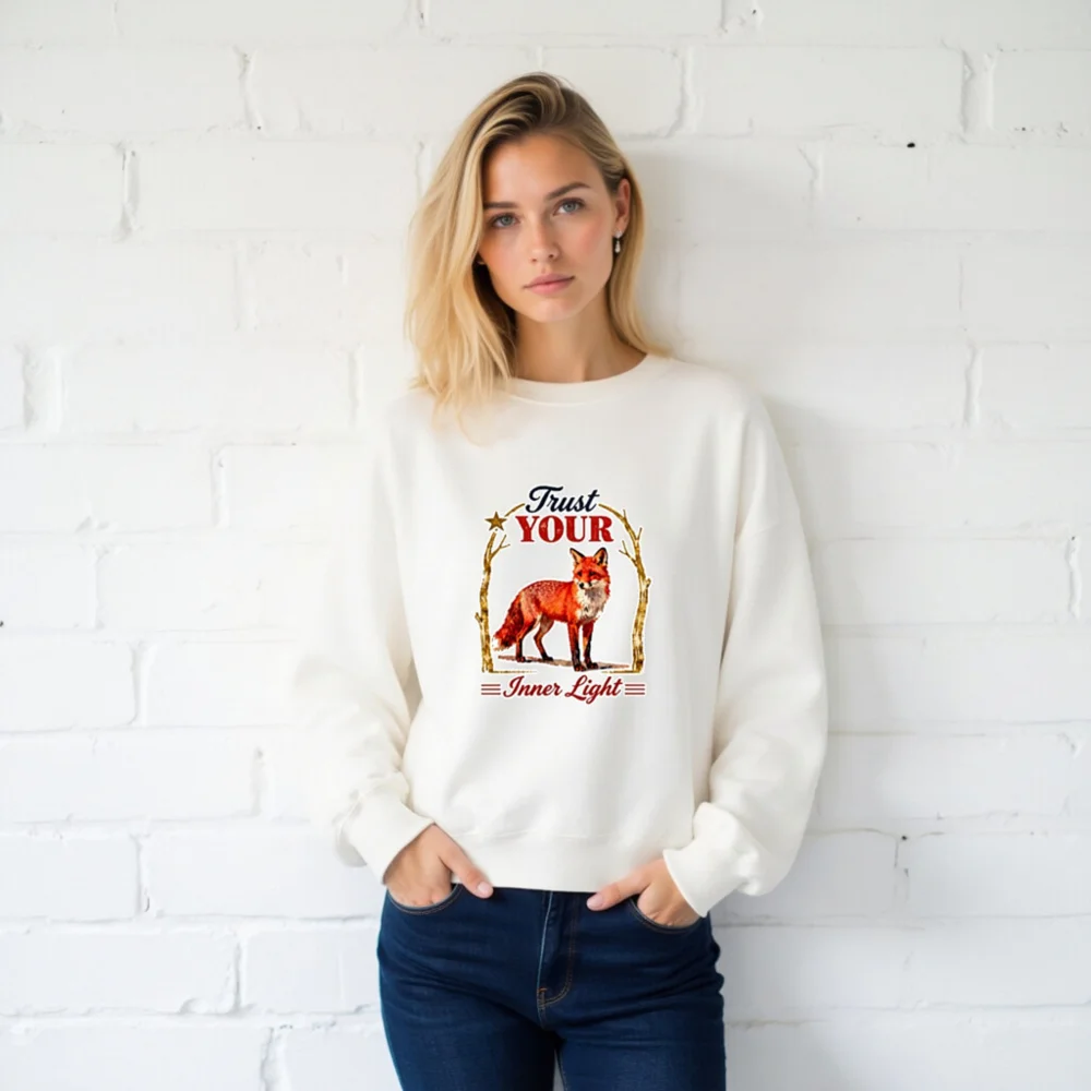 Trust Your Inner Light Fox Sweatshirt – Unisex Crew Neck - Image 2