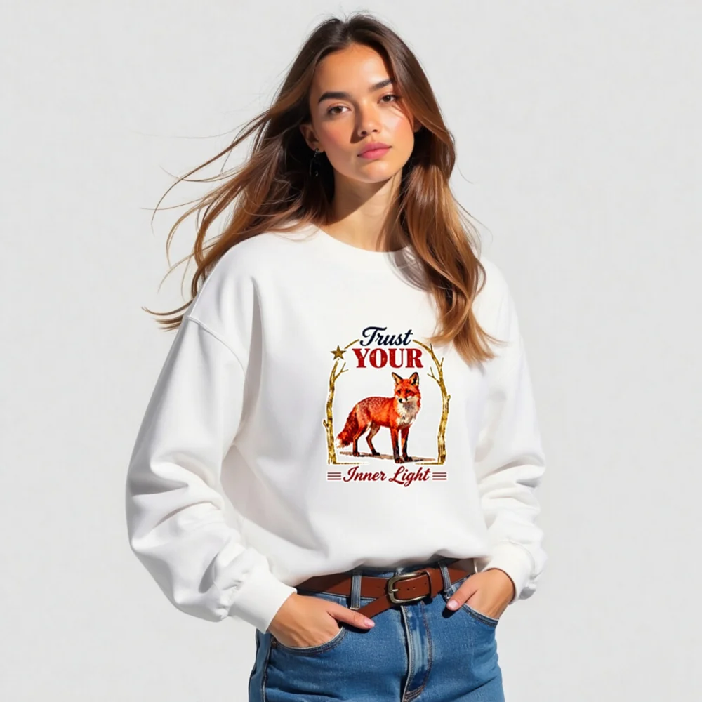 Trust Your Inner Light Fox Sweatshirt – Unisex Crew Neck - Image 4