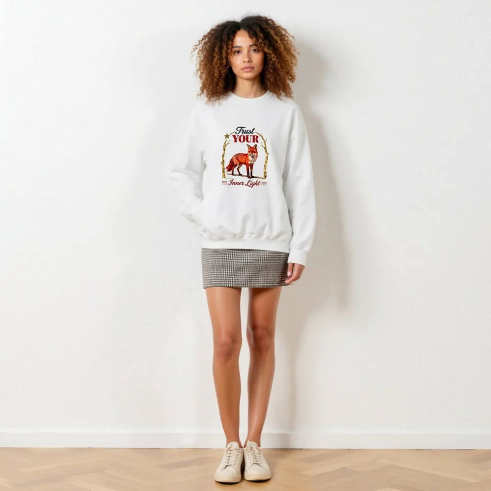 Trust Your Inner Light Fox Sweatshirt – Unisex Crew Neck - Image 5
