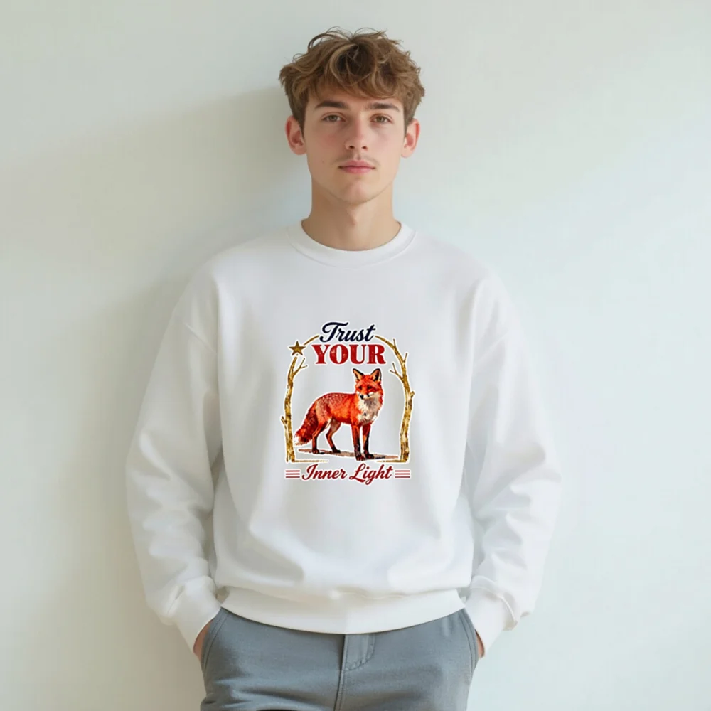 Trust Your Inner Light Fox Sweatshirt – Unisex Crew Neck - Image 6